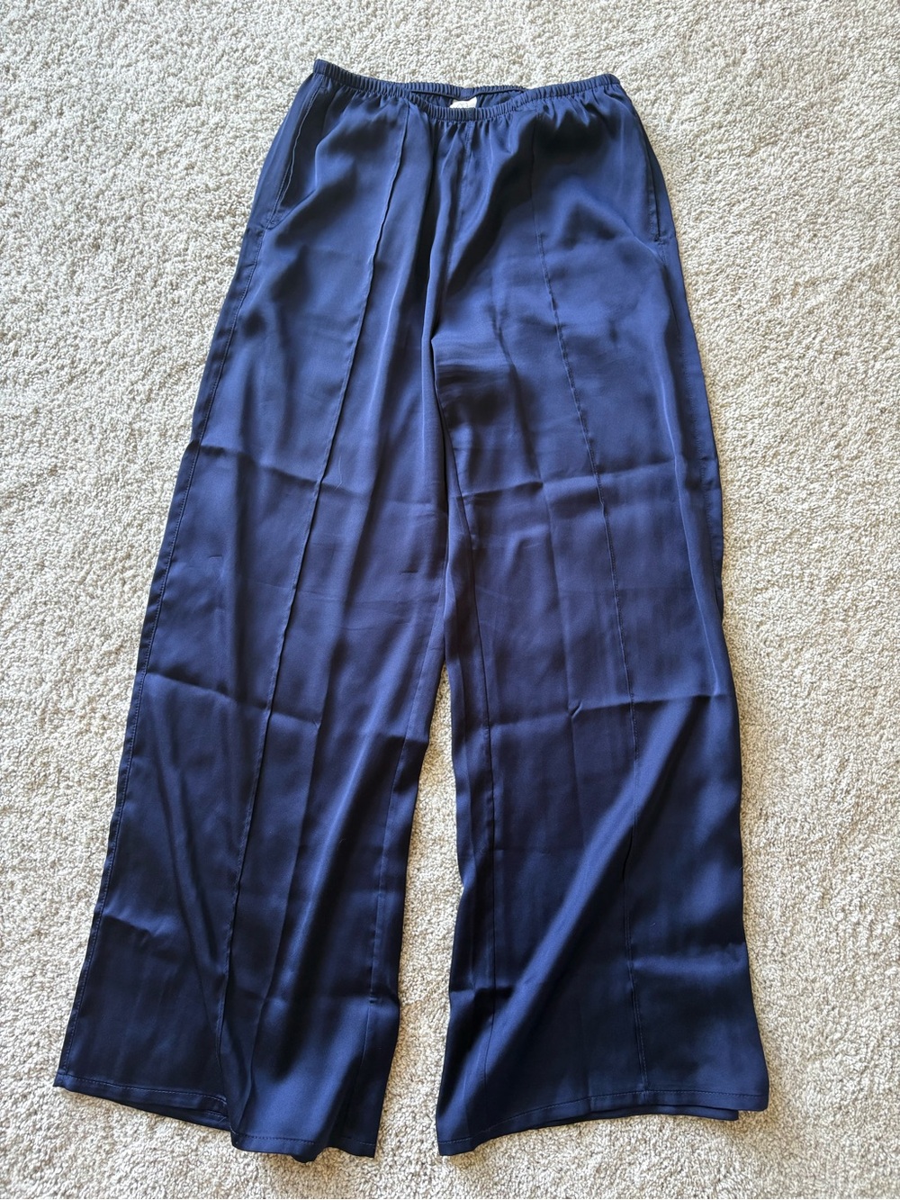 Cadets Satin Finish Wide-Leg Dress Pants for Women in Navy - Timeless Comfort